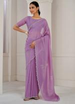 Silk Lavender Party Wear Hand Work Saree